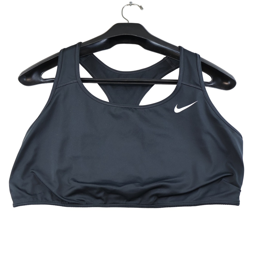 Nike Womens 3X Sports Bra Black Dri-FIT Racerback Swoosh Logo Activewear